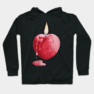 love heart shaped burning candle romantic Hoodie